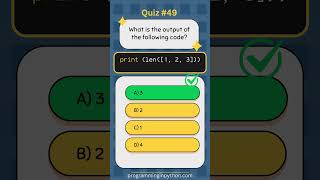 Python Quiz 49 - What's the Answer? - Quiz #49 #python #shorts #quiz #codingchallenge Wealth