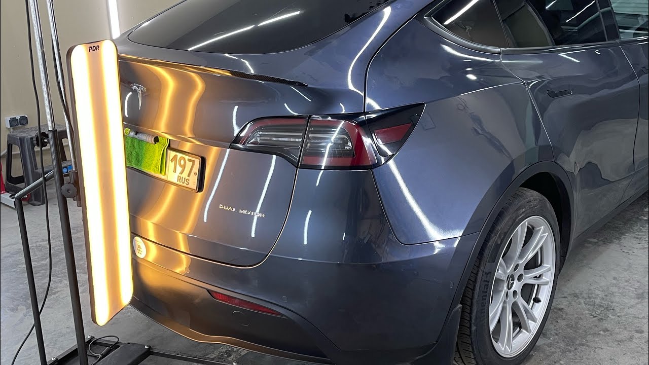УДАЛЕНИЕ ВМЯТИНЫ НА КРЫШКЕ БАГАЖНИКА TESLA MODEL Y#automobile # ...