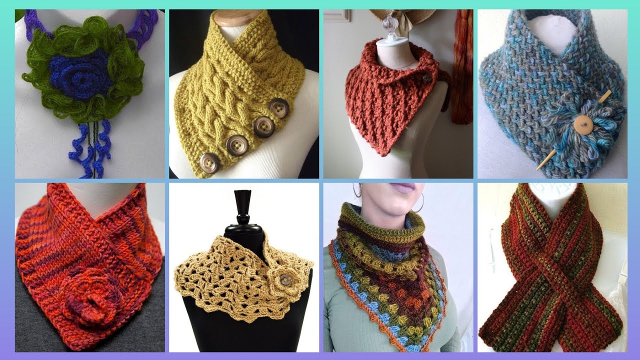 Impressive Elegant outstanding crochet pattern of handmade neck scraft outfits designs ideas