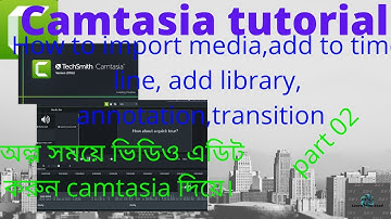 Camtasia tutorial part 2(import media,add to timeline, library, annotations,transitions in camtasia)