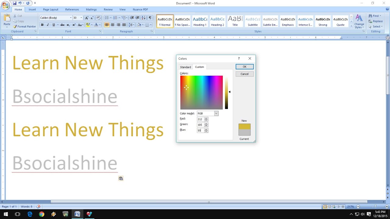 ms word color codes