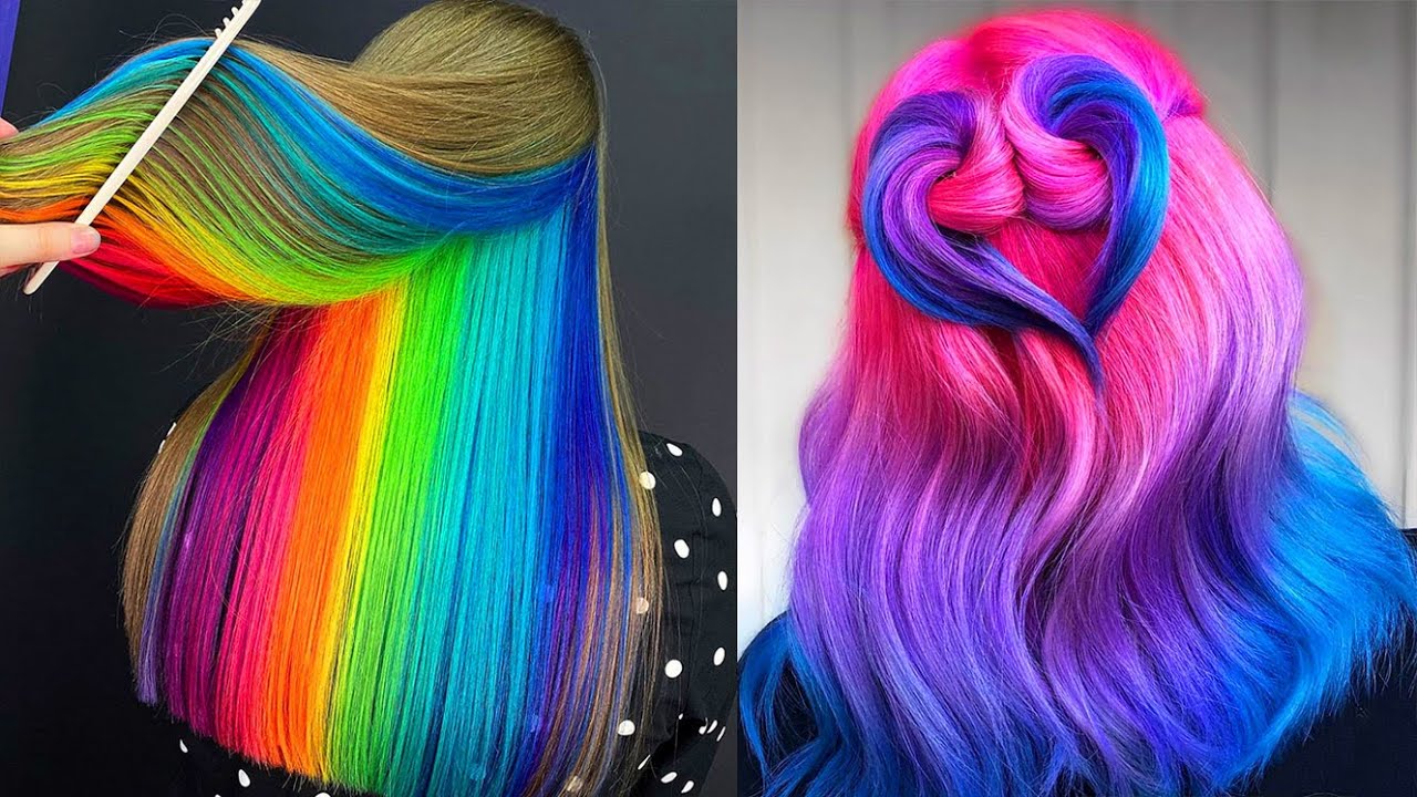 Blue and Yellow Rainbow Hair Ideas - wide 1