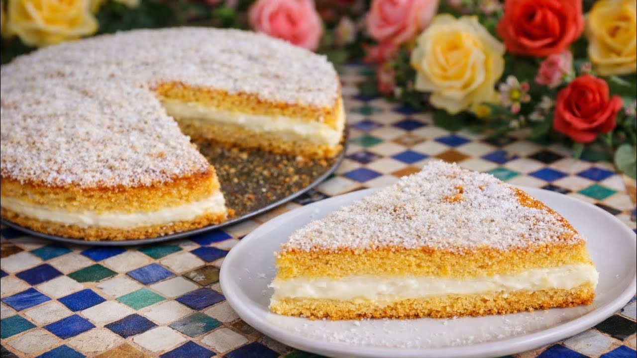 بسبوسة بالكريمة والجبن بنكهة البرتقال 🍊 طرية ومعلكة بطريقة جديدة!