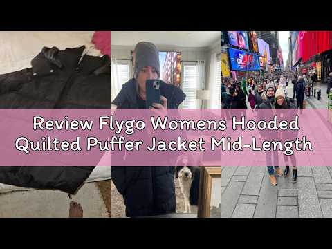 Review Flygo Womens Hooded Quilted Puffer Jacket Mid-Length Padded Warm Winter Heavyweight Coat Oute