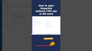 How to Open Hyperlink Without CTRL Key in MS Word?  #msofficetutorial