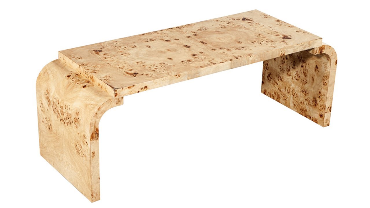 LR-3481 Mid-Century Modern Inspired Burl Walnut Bench - YouTube