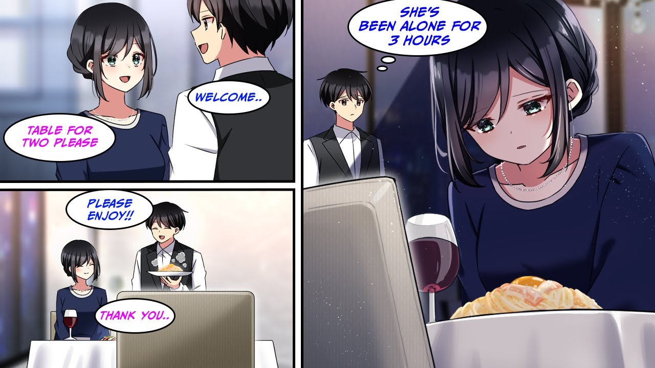[Manga Dub] A beautiful girl who made a reservation for two was being left alone for three hours