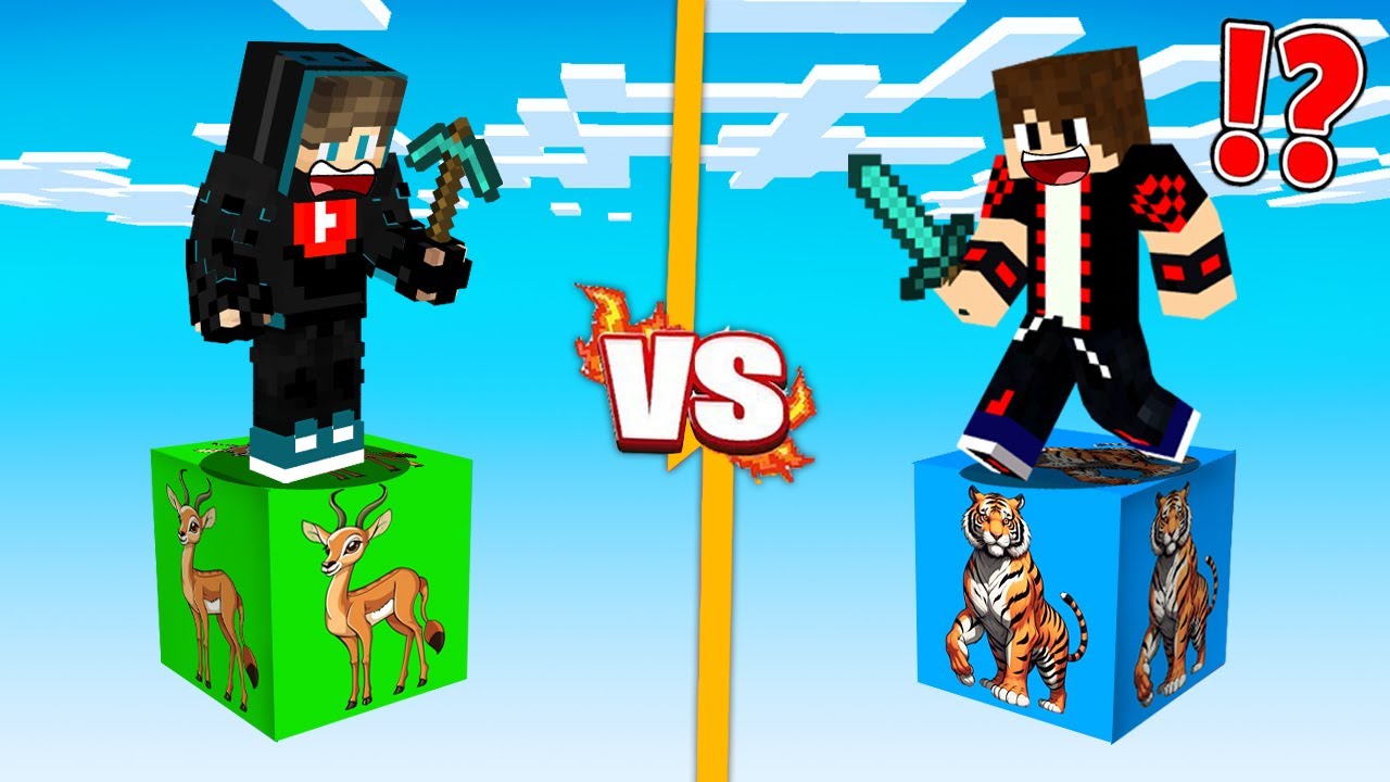 ماين كرافت : حـرب حيوانات الحظ ولكن حظ النمر ضد حظ الغزال !!؟ 🔥😱