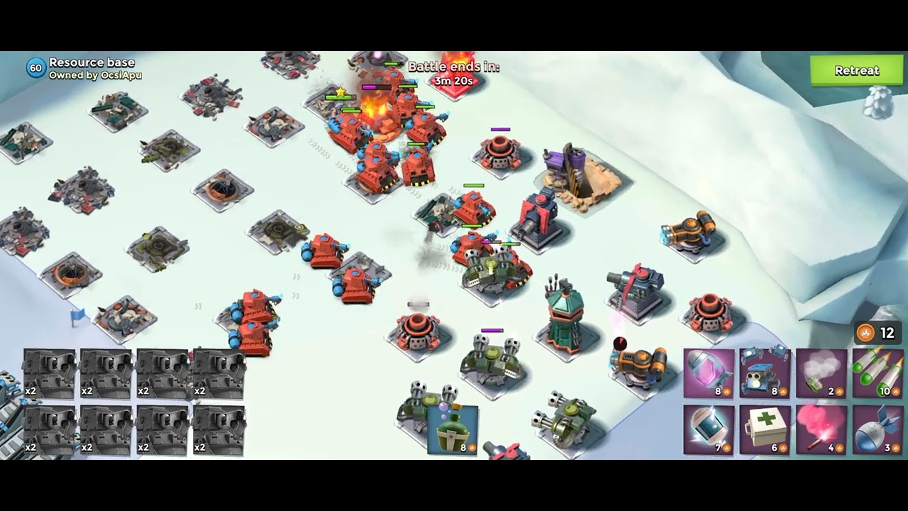 Attacking Resource bases with over 100,000 Health Scorchers | Boom Beach