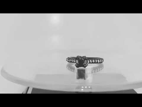Natural Black Diamond Engagement Ring 14K Black Gold Vintage Style 1.00 Carat Unique Certified Handmade Pave