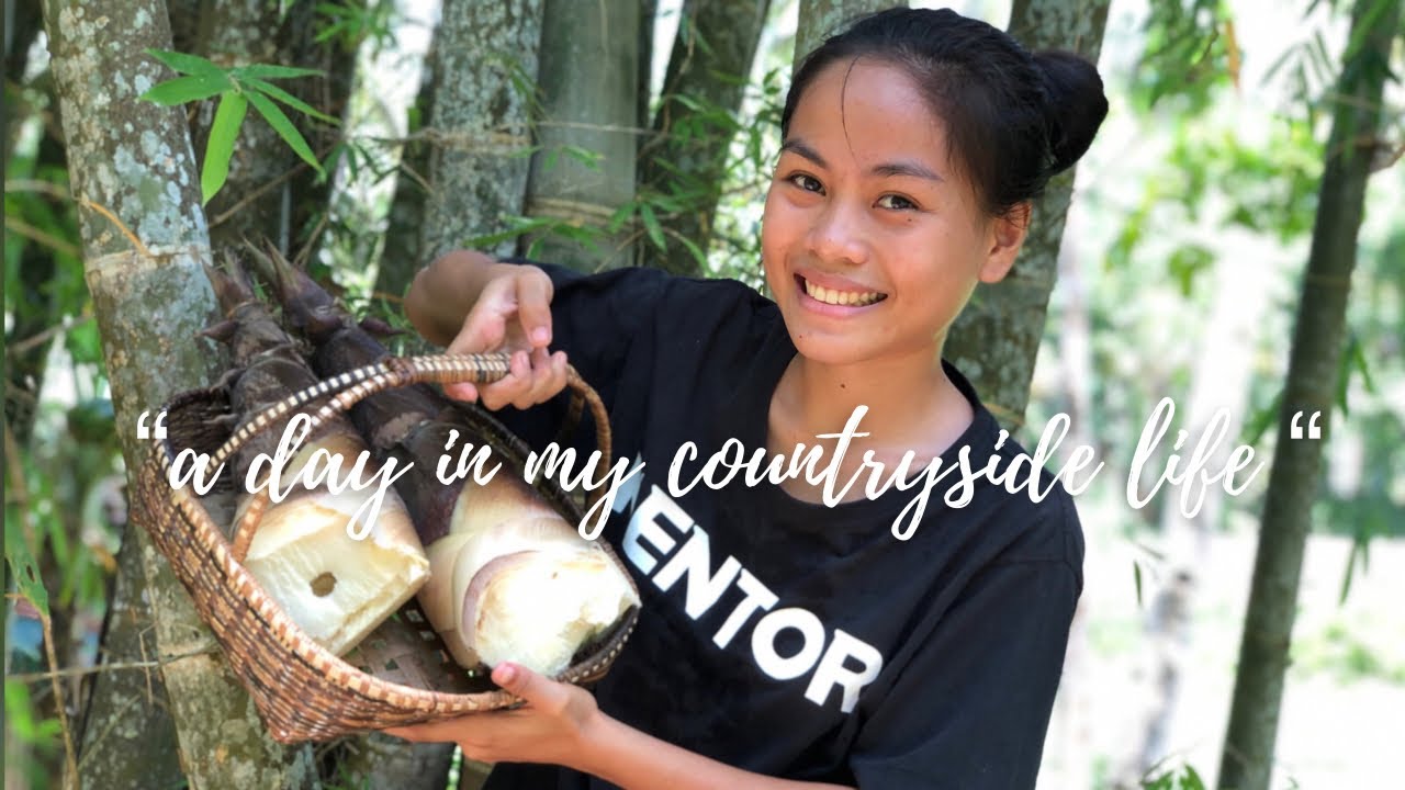 Bamboo Shoot Salad and Tinap-an na Manok for Lunch | Countryside Life, Province kind of Meal
