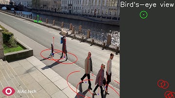Automatic social distance measurement. Fontanka street, St.Petersburg