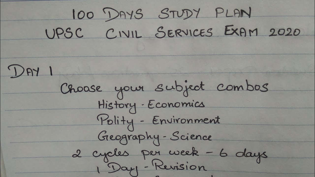 Day 1 - 100 days Study plan for UPSC Civil Services Prelims - Tamil ...