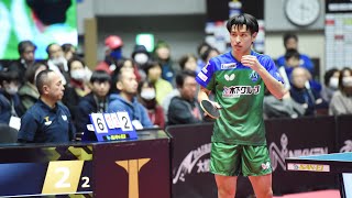 大島祐哉 スーパープレー&ヒーローインタビュー 岡山リベッツ vs 木下マイスター東京 ノジマTリーグ2023-2024 2024年1月8日 岡山武道館【卓球Tリーグ公式】