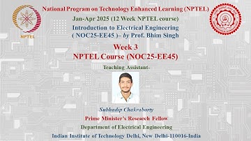 Week 3 Live Session-Introduction to Electrical Engineering (NOC25-EE45)| S. Chakraborty (PMRF, IITD)