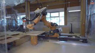 UBC Centre for Advanced Wood Processing - Kuka Robot Basic Operation Demo - Table Top Machining