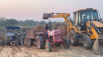  Swaraj Tractor Mahindra Tractor JCB 3DX plus Loading l Standing Mud Joking 😃 JCB Tractor Working 