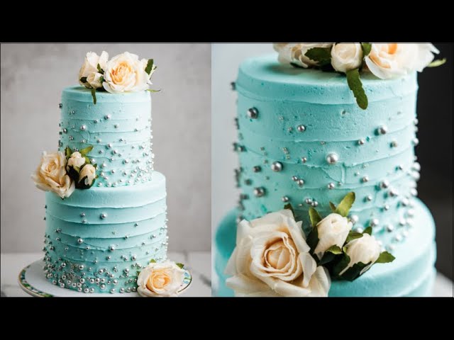 How to cover a cake with fondant & simple decoration with sugar pearls 