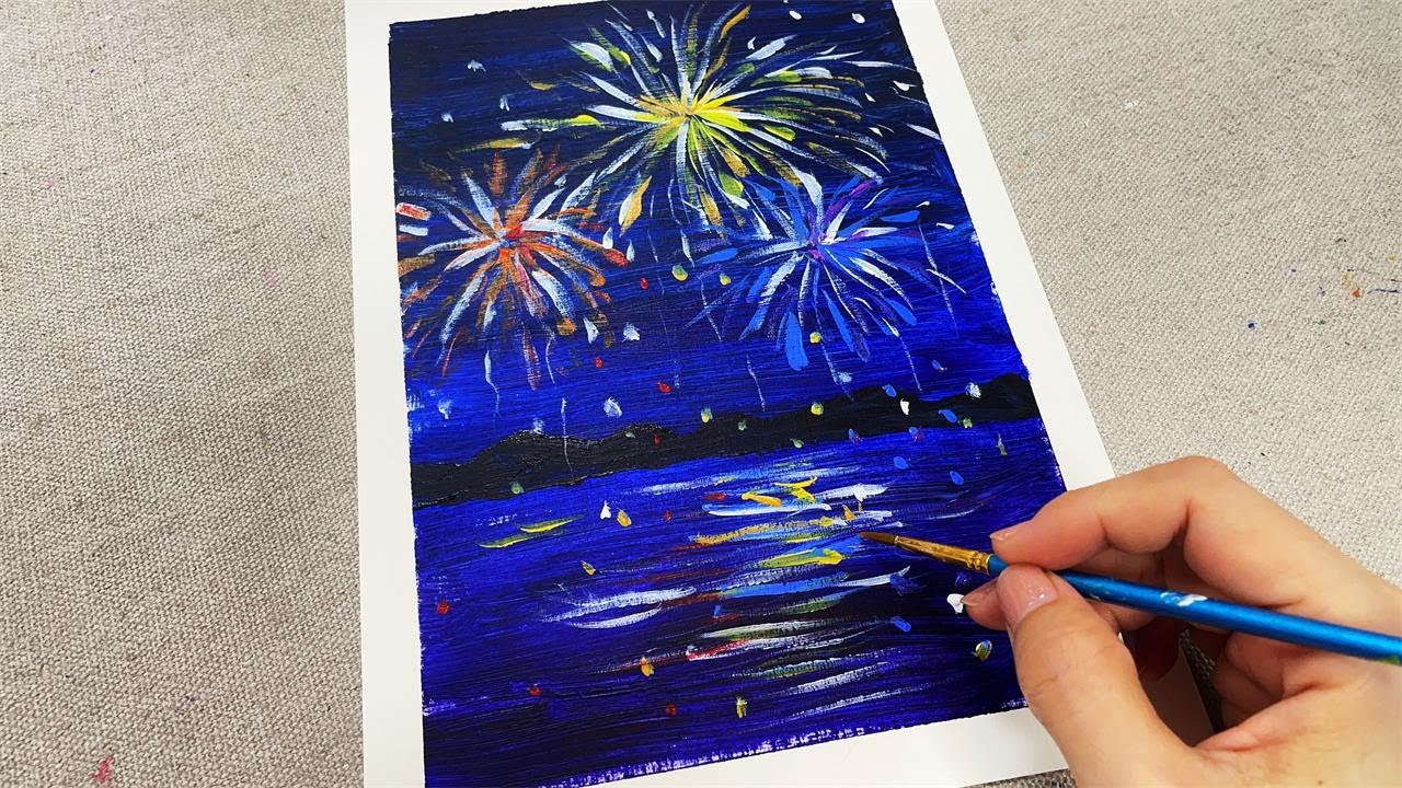 How to Paint Fireworks Over Water | Step by Step Guide for Beginners ...
