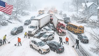 CHAOS in Indiana & Illinois! Whiteout Conditions Spark Hundreds of Highway Crashes