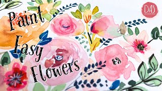 Easy and Fun WATERCOLOR FLOWERS in minutes - begin to learn loose technique here!