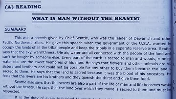 Class 9th | English | Unit=4 Reading- A What is Man Without the Beasts ? | Question & Answer |