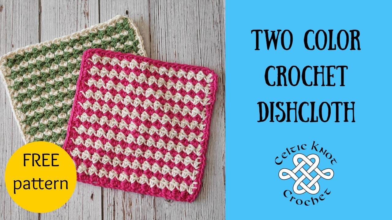 Crochet Cotton Dish Cloth Dish Rag Wash Cloth Green Red 