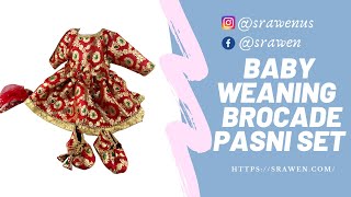 Baby Weaning Outfits-Red Brocade Pasni dress for Baby Girl