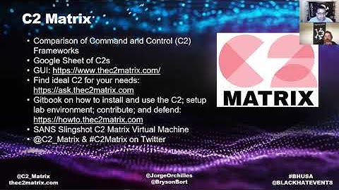 BlackHat 2020 Arsenal - C2 Matrix by Jorge Orchilles and Bryson Bort #C2Matrix