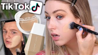 TESTING VIRAL TIK TOK MAKEUP...  KVD Beauty Balm vs. Fenty Eaze Drop Skin Tint???