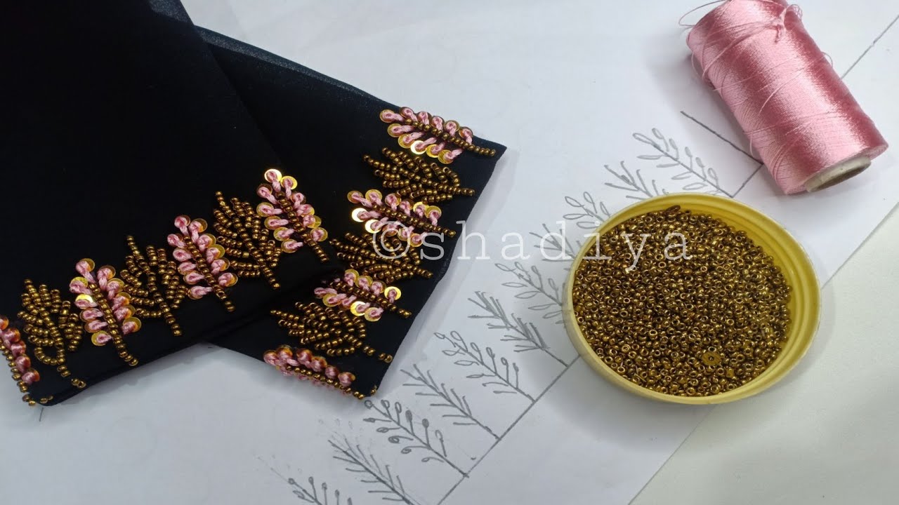 Beautiful  beads and long french knot embroidery for sleeves|hand embroidery beadwork designs