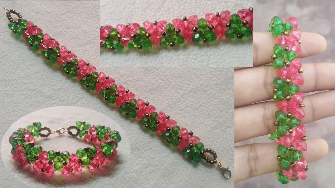 Diy Bracelet ||Triangle Pattern Crystal Beads Bracelet ||Saima Create ...