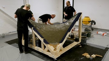 Timelapse - Construction of a hypar concrete shell using fabric and cable net formwork