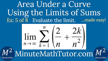 Area Under a Curve Using Limits of Sums | Ex. 5 of 8 | lim as n -› ∞ sum from k=1 to n of 2/n+2k/n^2