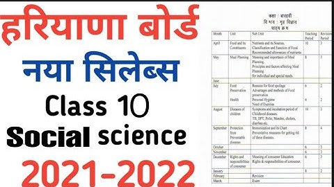 Hbse reduce syllbus ll class 10 ll Social science 2021-22 II reduce syllbus