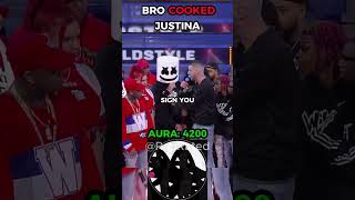 BRO COOKED JUSTINA #aura #rap #calculator #freestyle #wildnout #rate #viral #rapper #shorts