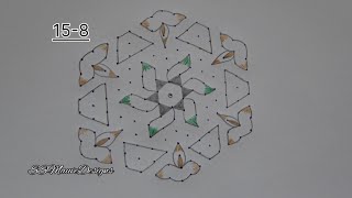 Beautiful Rangoli Design  || 15-8 dots || Big Rangoli Designs || Festival Muggulu @SSMauveDesigns