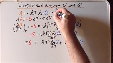Thermodynamics (statistical): internal energy U and partition function Q, color-coded  derivation