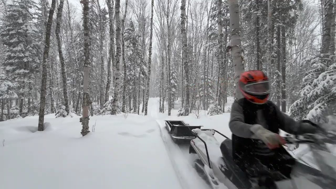 the snow machine trip to the beginning of the trail into a lake. about 1 mile from trapline cabin.