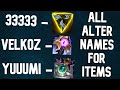 All Alternative (130) Names For Items