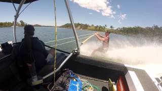 First time barefoot skiing