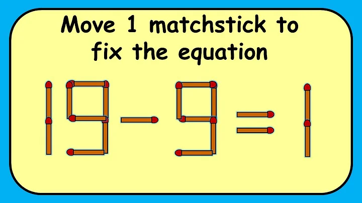 19-9=1 turn this wrong equation into correct | Match stick puzzle #376 | Puzzles with Answer