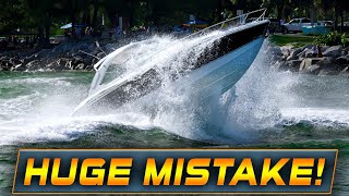 ONE MISTAKE AND BOAT TAKES ON GALLONS OF WATER AT HAULOVER INLET !! | WAVY BOATS