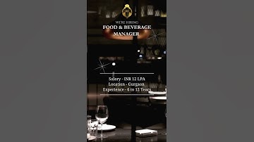 #EliteButlers is seeking an experienced Food & Beverage Manager to lead F&B operations in #Gurgaon.