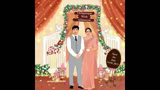 Wedding e-invite| South Indian couple| iPad|Illustration #youtubeshorts #shorts screenshot 5