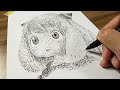 「あーにゃ」という文字でアーニャを描くとこうなる。