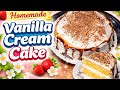 Bakery Style Vanilla Cream Cake at Home || Simple Homemade Vanilla Cream Cake Recipe | MA kitchen's 