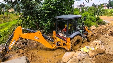 Case New Model Excavator 770 - Working in River - Case Making Dam - JCB MACHINE