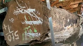 really cool ancient 100 year old teak wood in a sawmill