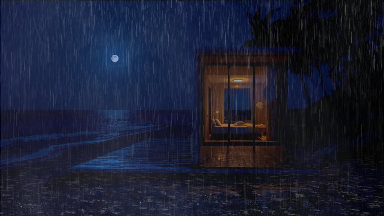Oceanfront Rainy Night | Heavy Rain Sounds for Sleeping & Deep Sleep ...